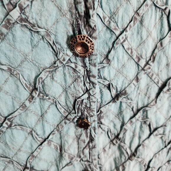 Parsley & Sage Torquoise Antiqued Unique Art To Wear Silver Button Top Size S - Picture 4 of 8